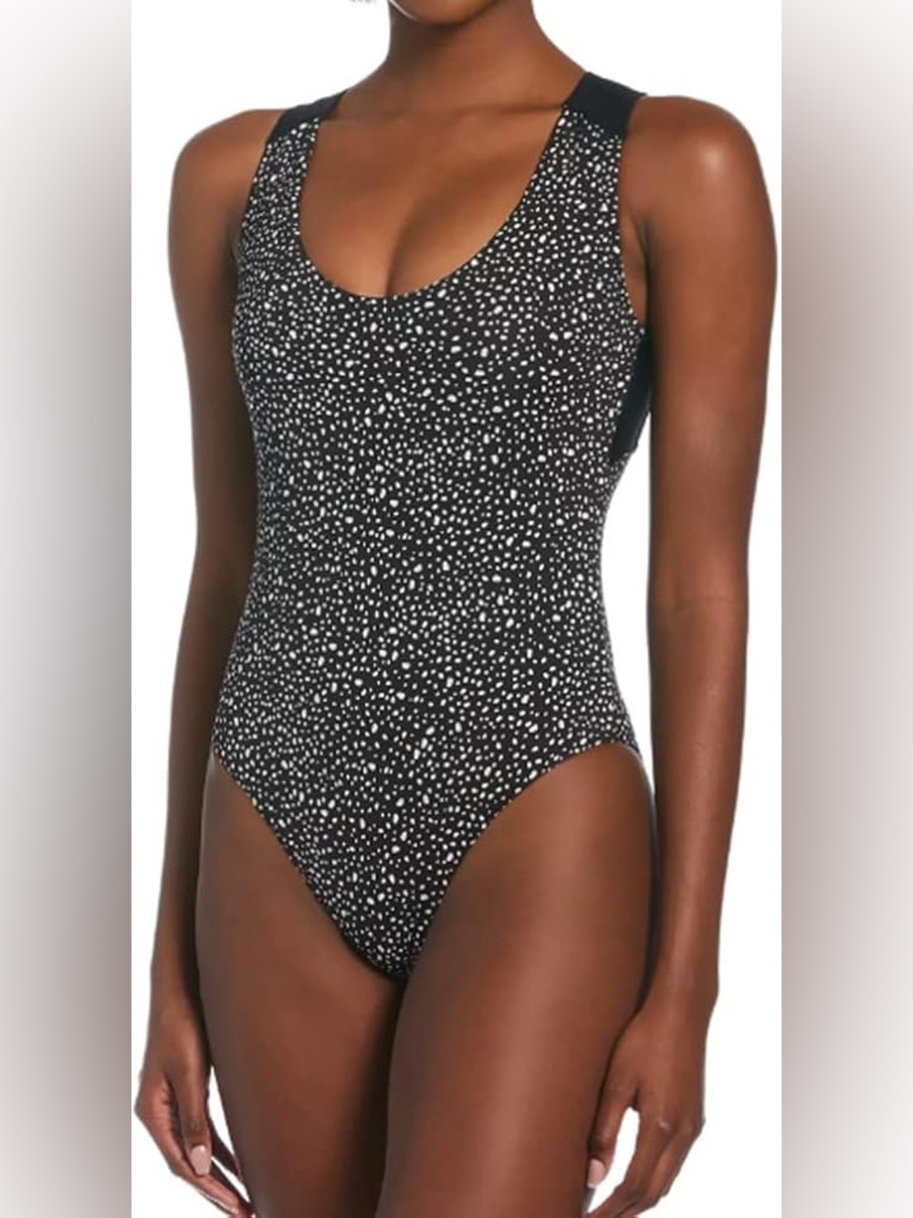 Nike Womens Water Dots Printed One Piece Swimsuit Black White Small NEW NWT